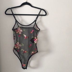 Sheer flowered bodysuit
